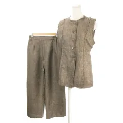 N.Natural Beauty Basic N.ナチュラルビューティーベーシック スーツ セットアップ ジレ ベスト パンツ M 茶 ブラウン フリンジ /MN6 ■GY99のサムネイル