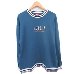 ガッチャ GOTCHA トレーナー スウェット ロゴ刺繡 リブ袖 厚手 長袖 XL 緑 グリーン /TT ■GY99のサムネイル