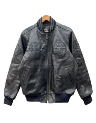 ヴァン VAN Premium All-Leather Stadium Jumper プレミアム オールレザー スタジアム ジャンパー ジップアップ スタジャン 黒 JK-17901 ジャケット ロゴ ブラック 2XLサイズ 104MT-3470のサムネイル