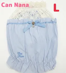 犬服　◇新品、未使用品◇　きゃんナナ　Can Nana 　ストライプレース襟ワンピース　ブルー　小型犬服　ペット服　Lサイズのサムネイル