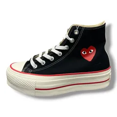 参考上代25,300円 未使用品 PLAY COMME des GARCONS × Converse All Star Hi オールスター ハイカットスニーカー プレイコムデギャルソン コンバース AZ-K124 ブラック 24㎝ 2253G1のサムネイル