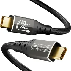 ZIKNYDO 16K for Thunderbolt 5ケーブル 2m、USB C 80Gbpsデータ転送、120Gbps帯域幅 16K/デュアル8K映像出力 PD3.1 240W充電、タイプC USB Thunderbolt 4 SSD MacBookのサムネイル