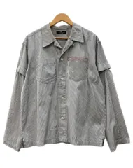 シュウ SYU. 18SS 2way Open Collar Shirt オープンカラー シャツ 袖レイヤード ギミック 開襟 長袖 半袖 白 H18ss-04 サイズ1 長袖シャツ ストライプ ホワイト 104MT-3472のサムネイル
