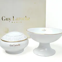 Guy Laroche ギ・ラロッシュ ギラロッシュ 小物入れ 2点セット ジュエリートレイ アクセサリーケース テーブルアクセサリー ホワイト 薔薇 脚付き 蓋付き 皿のサムネイル