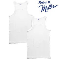 Robert P.Miller ロバートピーミラー タンクトップ 2枚セット メンズ 綿100％ パネルリブ インナー WHITE×WHITEのサムネイル