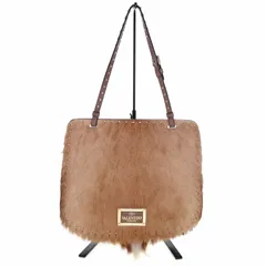 【中古】VALENTINO GARAVANI ヴァレンティノガラヴァーニ トートバッグ ファー ロックスタッズ レディース メンズ ブラウン ベージュ ブランドのサムネイル