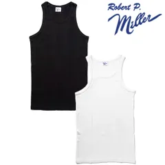 Robert P.Miller ロバートピーミラー タンクトップ 2枚セット メンズ 綿100％ パネルリブ インナー WHITE×BLACKのサムネイル