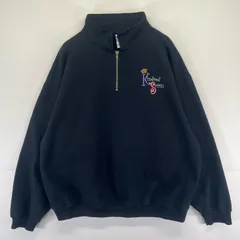 古着 ジャージーズ Jerzees スウェット 大きいサイズ 刺繍 IDEAL プルオーバー ハーフジップ 2XL  ブラック系 メンズのサムネイル