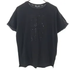 DKNY DONNA KARAN NEW YORK ダナキャランニューヨーク スパンコールロゴ 半袖 Tシャツ M ブラック レディース 古着のサムネイル