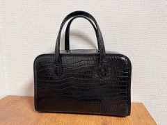 YAMAGUCHI JRA 認定 リザード レザー ハンドバッグ 希少 ブラック 