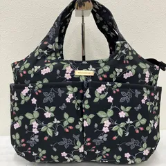 4329　【美品】　WEDGWOOD　ウエッジウッド　トートバッグ　ハンドバッグ　ブラック　黒　イチゴ　いちご　ストロベリー　レディース　軽量　ポケット多数のサムネイル