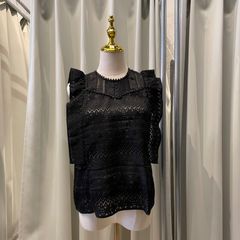 【極美品】AKIRA NAKA アキラナカ　フラワーレースドッキングベスト　黒 極美品】AKIRA NAKA アキラナカ フラワーレースドッキングベスト 黒