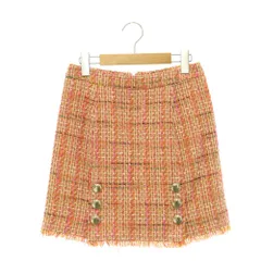 ブルマリン Blumarine スカート ミニ 台形 ファンシーツイード メタルボタン I40 茶 ピンク /HS ■GY40のサムネイル