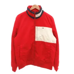 トミー TOMMY 美品 パテッドジャケット ジップアップ ロゴ トルコカラー バイカラー L 赤 レッド 白 ホワイト /MXのサムネイル