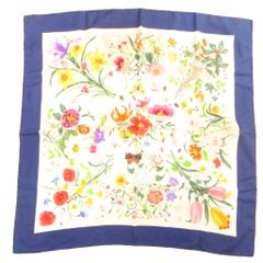 GUCCI グッチ ヴィンテージ シルク スカーフ フローラ 花 昆虫 蜻蛉 蝶