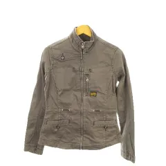 ジースターロウ G-Star RAW ミリタリージャケット 上着 S 茶 ブラウン 無地 スタンドカラー 長袖 ジップアップ ロゴ /MN32 ■GY99のサムネイル