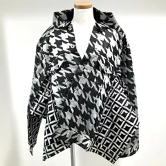 JO-J020 ジュンヤワタナベ コムデギャルソン JUNYA WATANABE COMME des GARCONS エステル千鳥格子ジャガード柄 Gジャン風ケープ 黒×白 Mサイズ 2024年S/Sのサムネイル