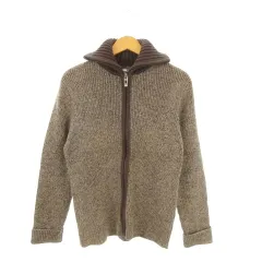 ジースターロウ G-Star RAW ニットジャケット 上着 M 茶 ブラウン 無地 リブ襟 長袖 ジップアップ ロゴ /MN34 ■GY99のサムネイル
