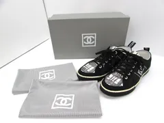 ヴィンテージ CHANEL シャネル ブラック×ホワイト ローカット テニススニーカー スポーツライン 08Ｐ CCロゴ ツイード スエード サイズ39 箱・袋付き ジャンク品のサムネイル