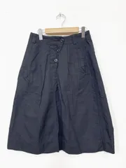 MHL. エムエイチエル COTTON HEMP SHIRING ひざ丈 コットンヘンプ 台形 スカート size 2 M相当/黒 ■■レディースのサムネイル