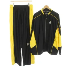 アンダーアーマー UNDER ARMOUR タグ付き CURRY セットアップ 上下 ジャージ ジャケット ジップアップ イージーパンツ サイドスナップボタン XL 黒 ブラック 黄色 イエロー /HNのサムネイル