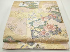 平和屋着物◎六通柄袋帯　唐織　彩花瑞調文　金糸　正絹　逸品　CABJ3810qeのサムネイル