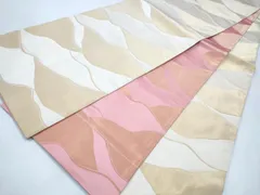 平和屋着物◎両面　全通柄袋帯　幾何学文様　金糸　正絹　逸品　CABJ3818qeのサムネイル