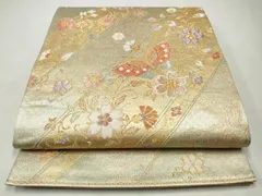 平和屋着物◎六通柄袋帯　草花文　金銀糸　正絹　逸品　CABJ3848qeのサムネイル