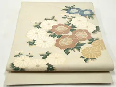 平和屋着物◎太鼓柄袋帯　草花文　金銀糸　正絹　逸品　CABJ3858qeのサムネイル