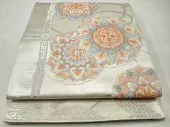 平和屋着物◎中国三大刺繍　総相良刺繍　太鼓柄袋帯　正倉院花文　銀糸　正絹　逸品　CABJ3862qeのサムネイル