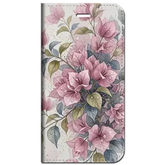 iPhone対応 スマホ 手帳型ケース 夏 ブーゲンビリア フルブルーム くすみカラー 水彩 シアー 華やか ボタニカル 大人可愛い スマホケース スタンド 【iPhone17 / iPhone16 他 iPhone各機種対応】 |iasmfb05のサムネイル