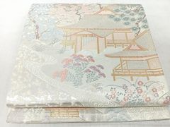 平和屋着物○極上 男性 お召 アンサンブル 十二支 干支 錦仰織 反端