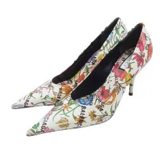 BALENCIAGA バレンシアガ × GUCCI グッチ ザ・ハッカープロジェクト パンプス ヒール 花柄 ホワイト系 マルチカラー系 EU34【新古品】【未使用】【中古】のサムネイル