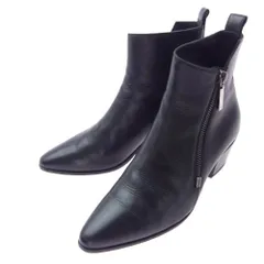 SAINT LAURENT サンローラン 484829 ROCK 40 ZIP BOOTIE サイドジップ ヒール レザー ブーツ ブラック系 36.5【中古】のサムネイル
