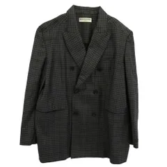 BALENCIAGA バレンシアガ 17SS 470537 TVI22 チェック ピークドラペル ダブル ウール テーラード ジャケット グレー系 38【中古】のサムネイル