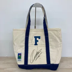 MEI エムイーアイ キャンバス トートバッグ ホワイト/ブルー 中田翔サイン入り Fロゴ 帆布 カバン/鞄[OX03378]のサムネイル