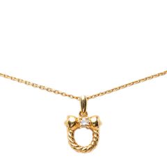 Dior Chain Pendant Necklace, 750 Plated, K18YG Yellow Gold, Diamond, Women's, Dior [1-0278142]