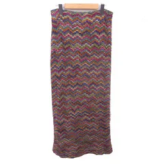ミッソーニ MISSONI ナロースカート タイト ニット ロング 総柄 グリーン パープル 緑 紫 /TT ■GY99のサムネイル
