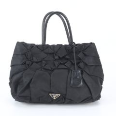 極美品】PRADA プラダ 三角ロゴ トートバッグ ギャザー BN1701 黒