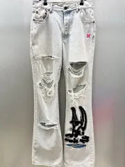 オフホワイト x エブ ブラバド ディストレスド ブリーチ デニム パンツのサムネイル
