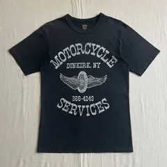 希少　archive　WESTRIDE　ウエストライド　MOTORCYCLE SERVICESアーチロゴ　フライングホイール　羽の生えたタイヤ　ビンテージ調グラフィック　半袖Tシャツ　カットソー　ブラック　フェード感　38　バイカー　アメカジ　モーターサイクルのサムネイル