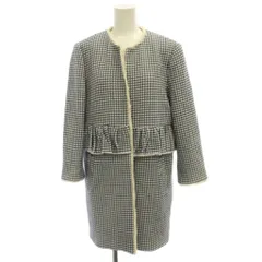 ザラウーマン ZARA WOMAN コート L 紺 白 千鳥格子 ノーカラー 長袖 /JP18のサムネイル