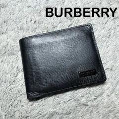 BURBERRY BLACK LABEL バーバリーブラックレーベル  二つ折り財布  メタルプレート レザー 本革  ブラック 黒のサムネイル