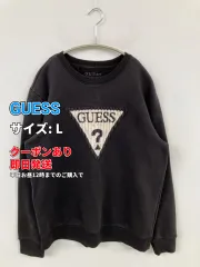 GUESS ゲス スウェット L ブラック コットン 前面プリント ブランドロゴ 長袖 メンズ レディースのサムネイル