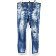 【中古】DSQUARED2 ダメージペイント加工スキニーパンツ サイズ46 インディゴ S74LB0798 S30342 ディースクエアード[17]のサムネイル