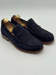 美品 Grenson グレンソン コインローファー スエード ネイビー UK7E 目安25.5cmのサムネイル