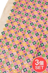 【3個セット】〔1m単位切り売り〕ラジャスタンの刺繍布〔108cm〕 - シャンパンゴールド / セット 切り売り 計りのサムネイル