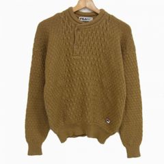 70-80s◇FILA フィラ ハーフボタン ニット セーター  ヴィンテージ アラン模様 鹿の子編み ロゴ刺繍 メンズ ゴルフ オールド イタリア製
