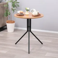 ★新品★MIRAI-SHOW カフェテーブル 丸 60cm 円形 ダイニングテーブル サイドテーブル シンプル おしゃれ 北欧 ティーテーブル パソコンデスク リビングテーブル デスク 机 食卓丸型 かわいい 60センチ モダン 狭い部屋 メラミン天板 木目調のサムネイル