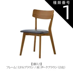種類1：ミドルブラウン×ダークブラウン/1脚 ダイニングチェア ピンゴ 節ありオーク突板 2カラー 4タイプ 1脚 2脚セット W46×D50×H80×SH46cm 天然木 おしゃれ シンプル 食卓 リビングチェア 合皮 布 ファブリック 北欧 送料無料のサムネイル